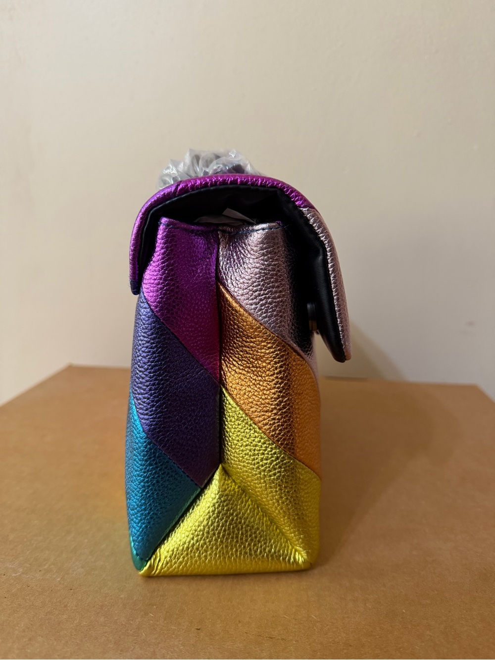 Multi-Color Chevron Leather Top-Handle Bag - Picture 3 of 5